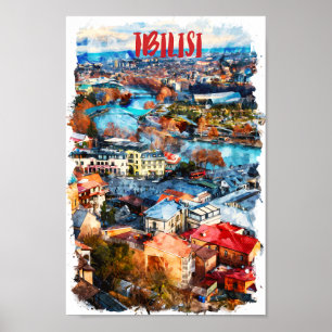 Poster Tbilisi Georgia Cityscape View