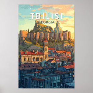 Poster Tbilisi Georgia Illustration Viagem Art Vintage