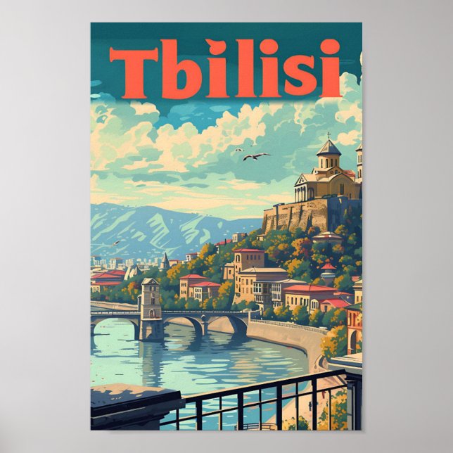 Poster Tbilisi Georgia Vintage Art Viagem (Frente)