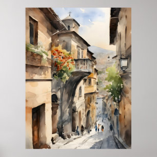 Poster Tbilisi watercolor art