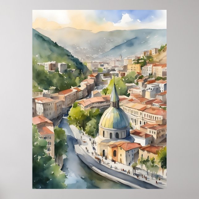 Poster Tbilisi watercolor art (Frente)