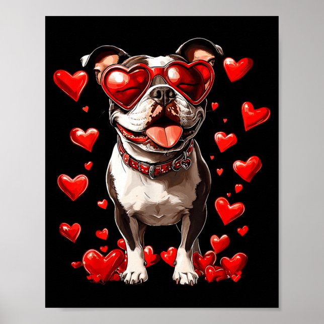 Poster Tbull Heart Gles Cute Ttie Valentines Day Dog Love (Frente)