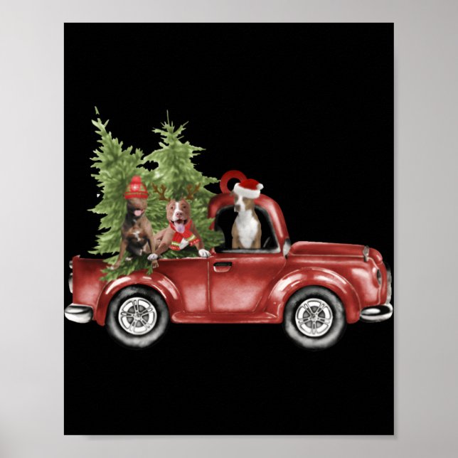 Poster Tbull On Car Christmas Ornament Funny Xmas T Shirt (Frente)