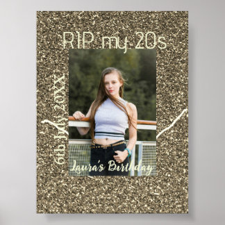 Poster Tchau aos meus 20 anos prata dourado aniversário a