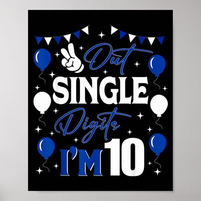 Poster Tchau Dígitos Simples Estou Com 10 Anos 10º Aniver (Frente)
