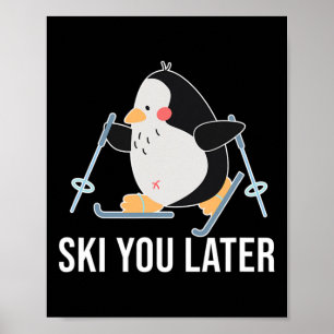 Poster Tchau Esqui Pinguim Esquiando Inverno Neve Natal