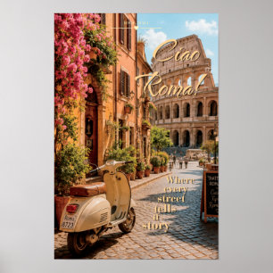 Poster Tchau Roma Vintage Arte Cênica do Coliseu
