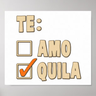 Poster Te Amo Tequila Escolha Espanhola