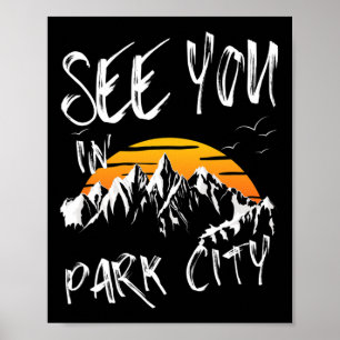 Poster Te Vejo Em Park City Usa Vacinação De Esqui Caminh