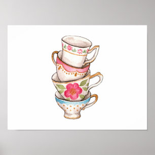 Poster Tea Cups (conjunto de 4)