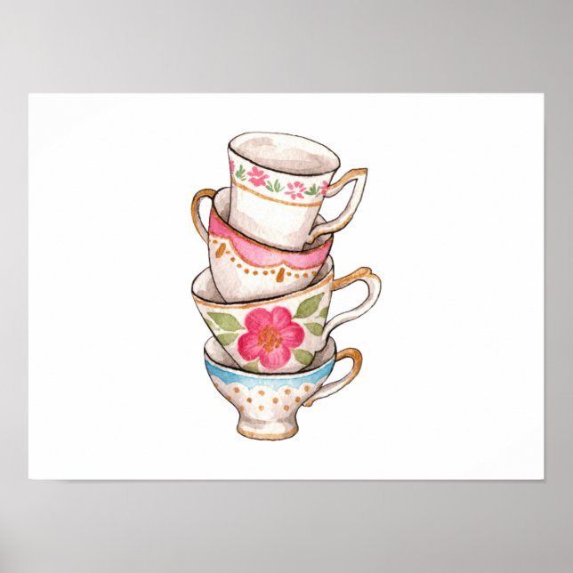 Poster Tea Cups (conjunto de 4) (Frente)
