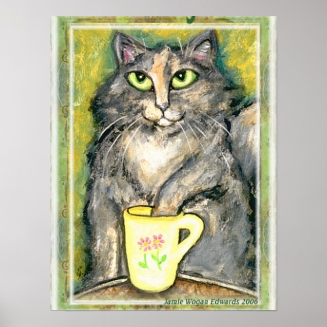 Pôster Tea Loving Maine Coon Cat (Frente)