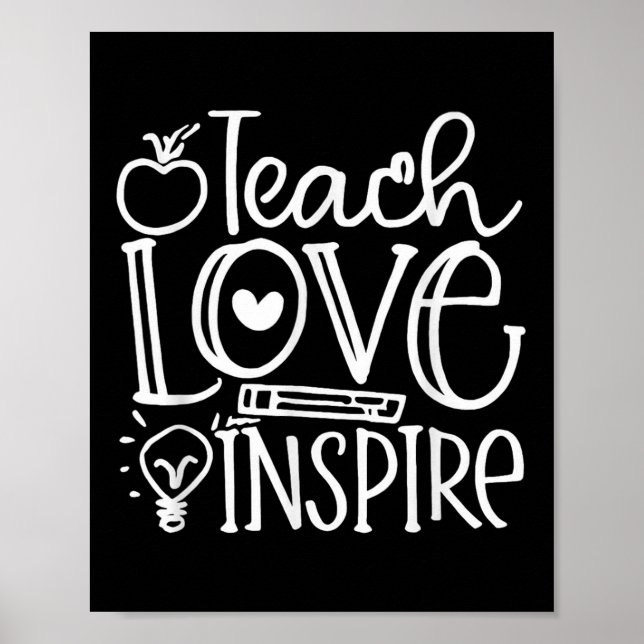 Poster Teach Love Inse Retro Teacher Kids Back To School  (Frente)