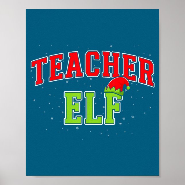 Poster Teacher Elf Christmas Family Matching Group Xmas T (Frente)