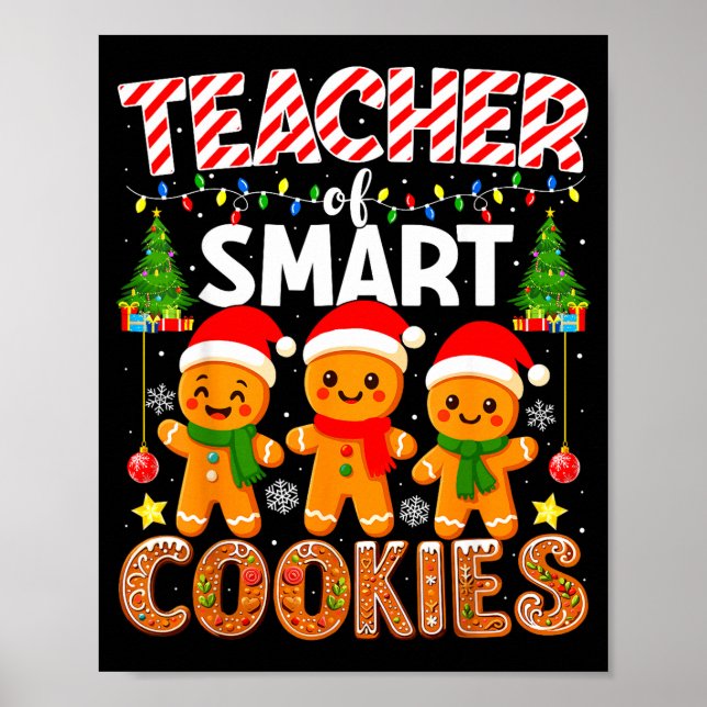 Poster Teacher Of Smart Cookies Funny Gingerbread Teacher (Frente)