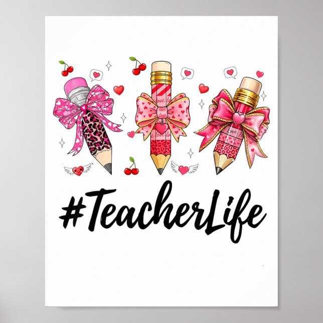 Poster Teacher Valentine Coquette Bow Teacher Valentines  (Frente)