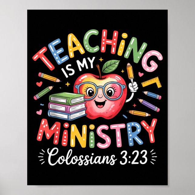 Poster Teaching Is My Ministry Christian Teacher Design  (Frente)