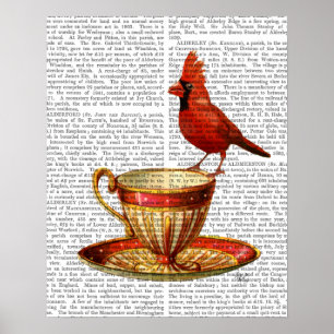 Poster Teacup And Red Cardinal