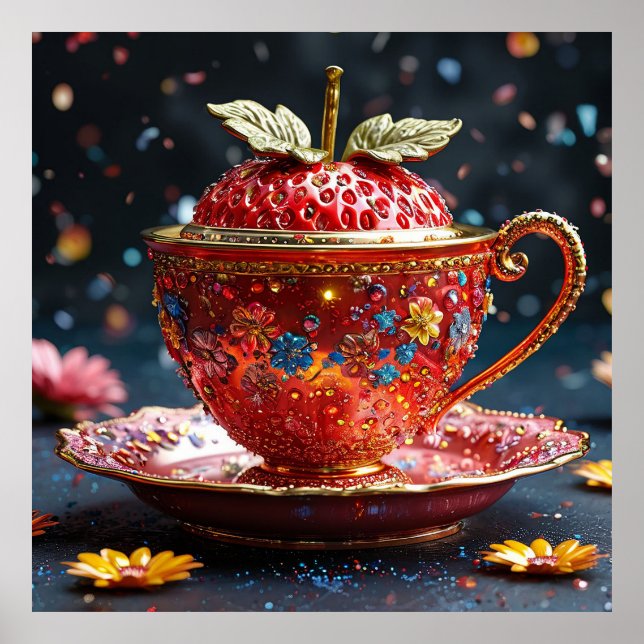 Poster Teacup de ornamentado bonito (Frente)