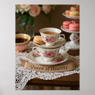 Poster Teacups, bandejas em camadas rainha dos corações