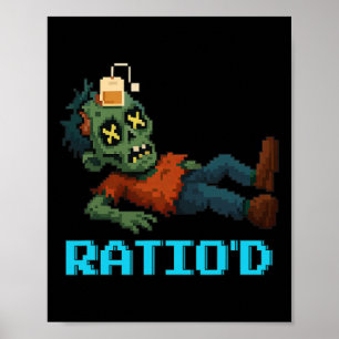 Poster Teag Npc Gamer de Zumbi Pixelado com Ratio Alto no