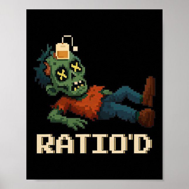 Poster Teag Npc Gamer Zombie Pixelado com Ratio Baixo no  (Frente)