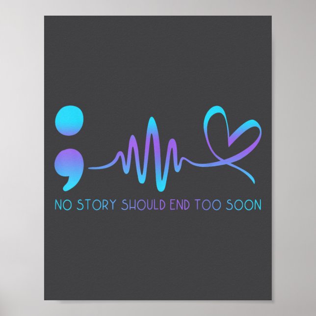 Poster Teal &amp; Purple Semicolon Suicide Prevention Awa (Frente)