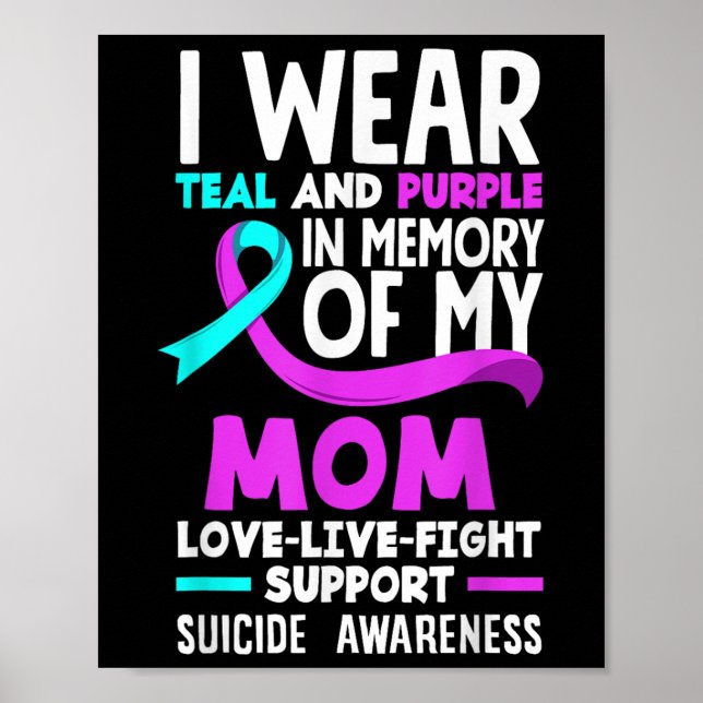 Poster Teal &amp; Roxo Em Memória Do Suicídio Da Minha Mã (Frente)