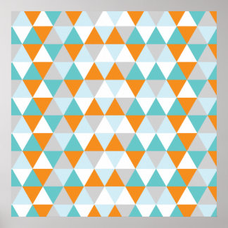 Pôster Teal and Orange Modern Triangle Pattern