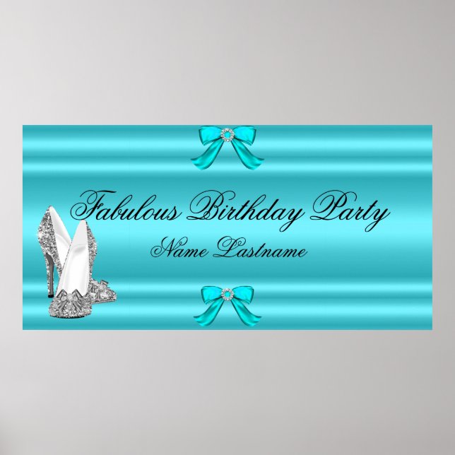 Poster Teal Blue Silver High Heels Banner (Frente)