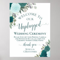 Teal Boho Chic Floral Unplugged Ceremony