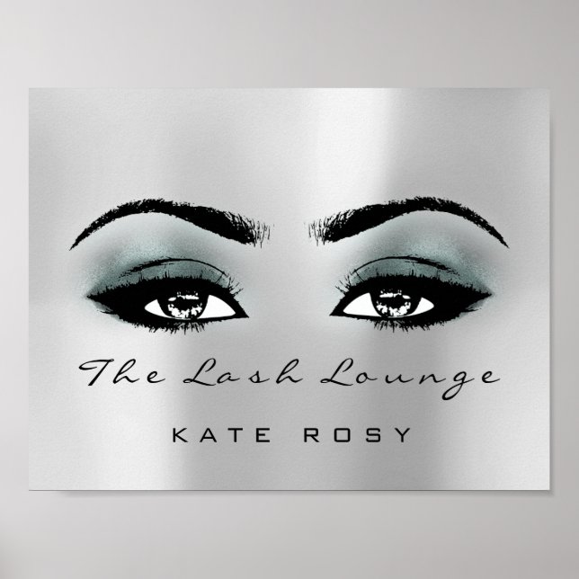 Pôster Teal Cinza Name Makeup Artist Beauty Studio Lashes (Frente)