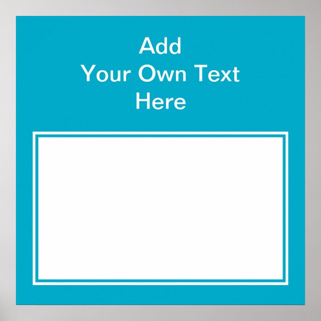 Poster Teal com área branca e texto. (Frente)
