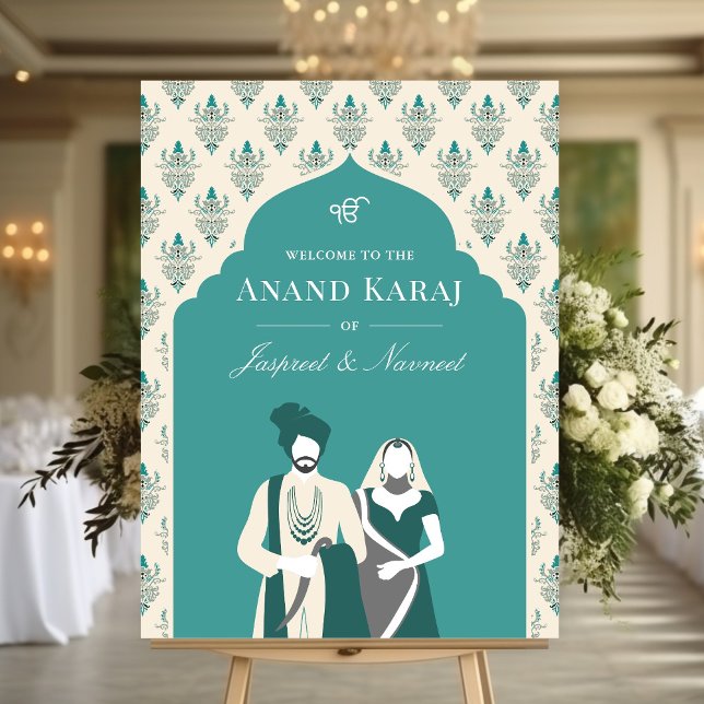 Poster Teal Cream Anand Karaj Sikh Sinal de Boas-vindas (Criador carregado)