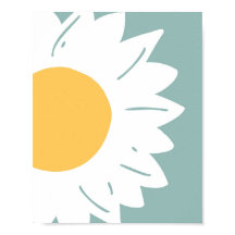 Teal Daisy – Arte Floral Minimalista para Parede