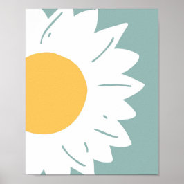 Poster Teal Daisy – Arte Floral Minimalista para Parede