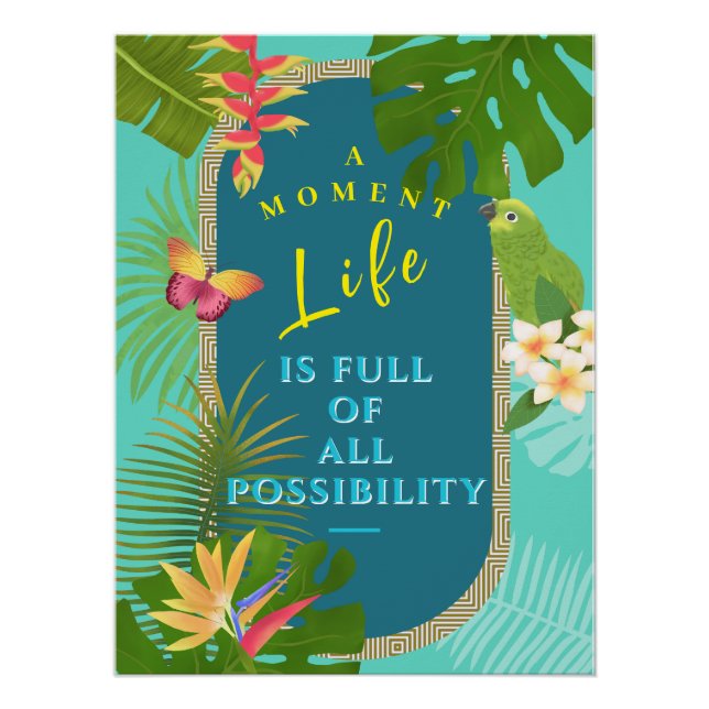 Pôster Teal de Paraíso Tropical (Frente)