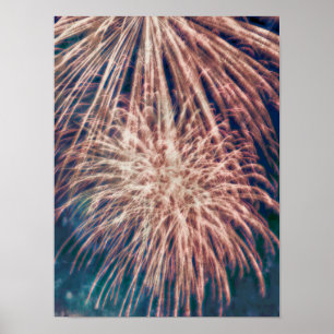 Poster Teal Do Dia Da Independência Do Fireworks 4 De Ju