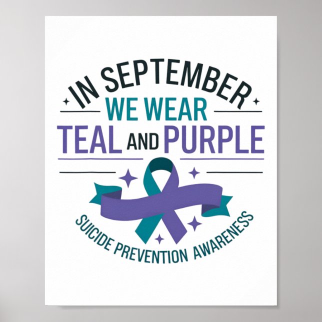 Poster Teal E Roxo: Prevenção Contra Suicídio Em Setembro (Frente)