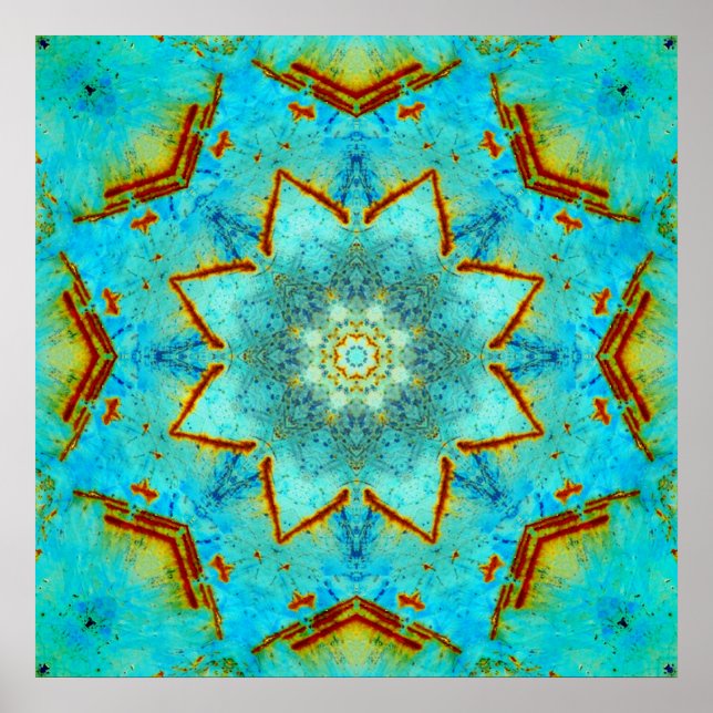 Pôster Teal e Rust Mandala (Frente)