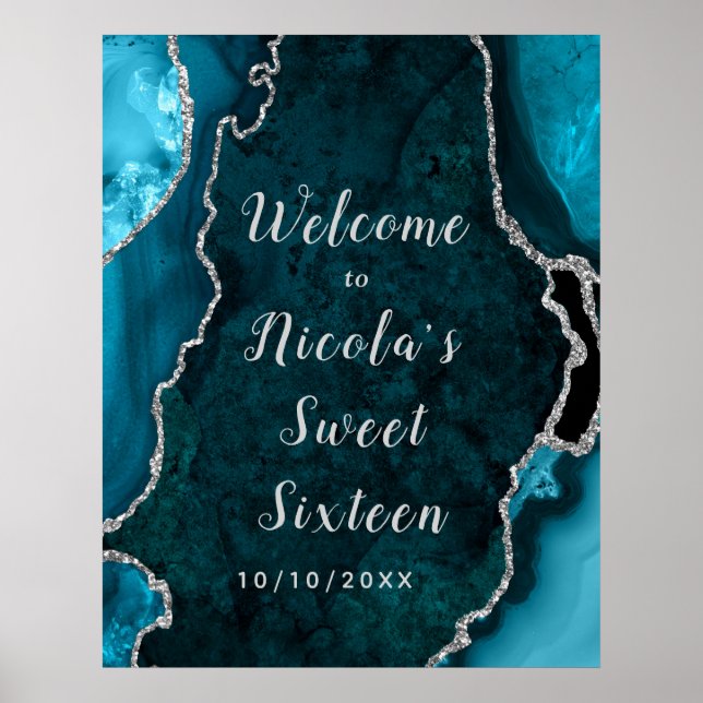 Poster Teal e Silver Agate Sweet Sesseis Welcome (Frente)