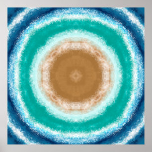Poster Teal e Turquesa das Ondas do Oceano Redondo