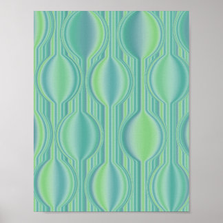 Poster Teal Green Art Deco Geometric Pattern Modern Wall