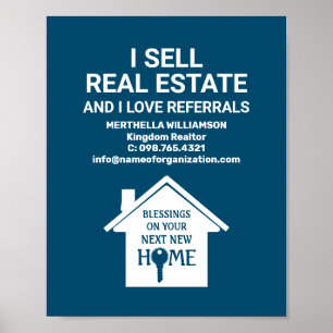 Poster Teal I VENDER REAL ESTATE LOVE REAL REAL RECURSOS
