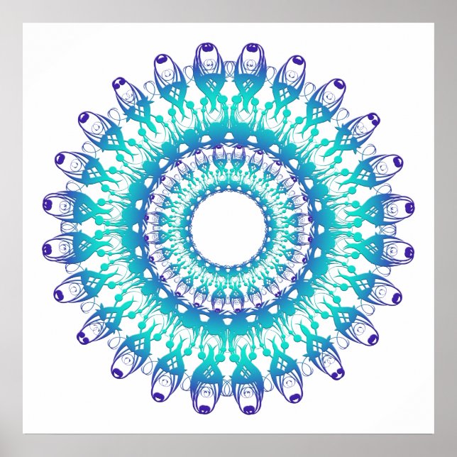 Pôster Teal Mandala. (Frente)