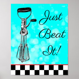 Poster Teal, Preto e Vermelho Bate no Sinal