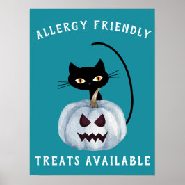 Poster Teal Pumpkin Halloween Black Alergia Amigável