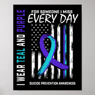 Poster Teal Purple Alguém Que Sinto Falta De Sensibilizaç