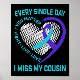 Poster Teal Purple Heart Sayings Primo Suicídio Consciênc