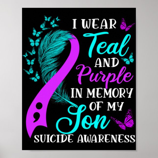 Poster Teal Purple In Memory Of My Son Suicide Awareness  (Frente)
